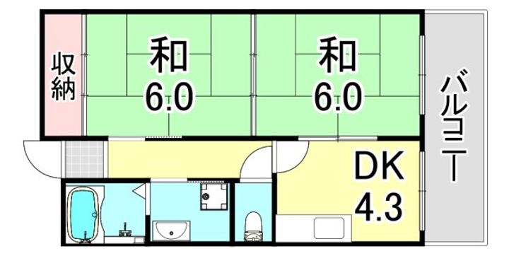 兵庫県神戸市長田区海運町3丁目(マンション)の賃貸物件の間取り