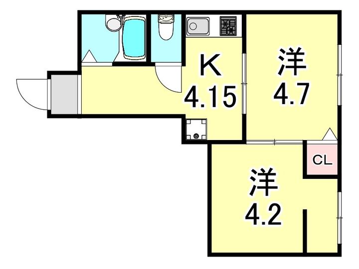 兵庫県神戸市長田区苅藻通3丁目(アパート)の賃貸物件の間取り