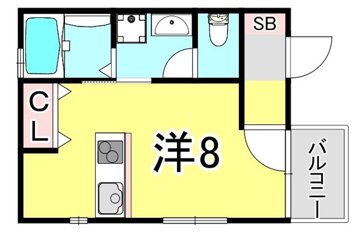 兵庫県神戸市長田区駒ケ林町1丁目(アパート)の賃貸物件の間取り