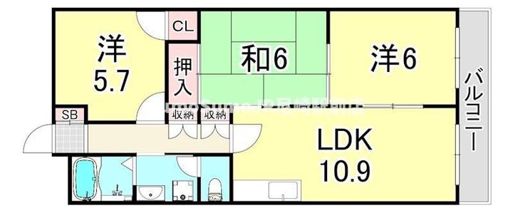 兵庫県尼崎市東園田町3丁目(アパート)の賃貸物件の間取り