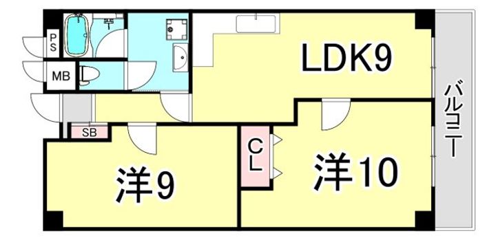 兵庫県西宮市津門大箇町(マンション)の賃貸物件の間取り