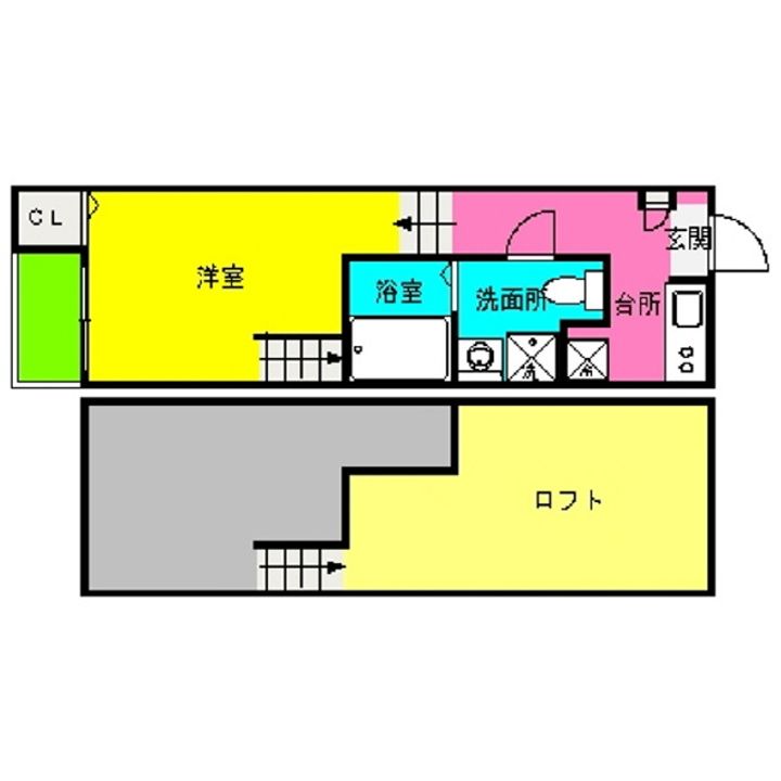 福岡県福岡市南区清水1丁目(アパート)の賃貸物件の間取り