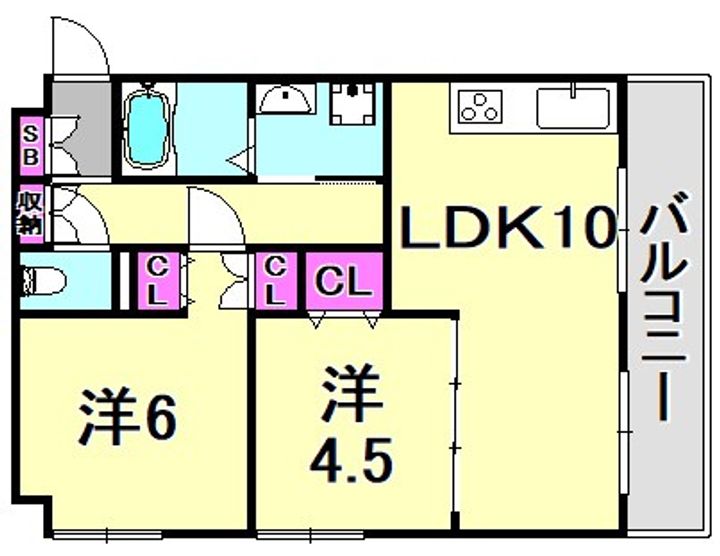 兵庫県神戸市兵庫区下沢通8丁目(マンション)の賃貸物件の間取り