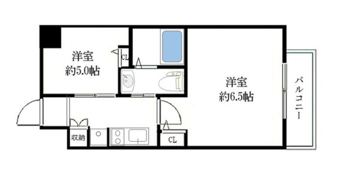 大阪府大阪市中央区松屋町(マンション)の賃貸物件の間取り