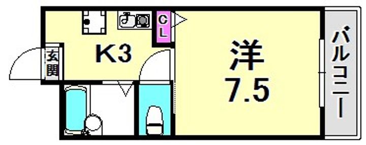兵庫県西宮市下大市東町(マンション)の賃貸物件の間取り