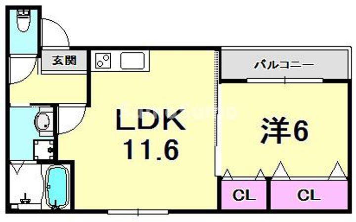 兵庫県西宮市西福町(アパート)の賃貸物件の間取り