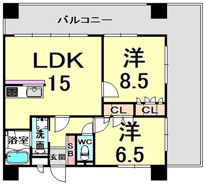 兵庫県神戸市中央区生田町2丁目(マンション)の賃貸物件の間取り