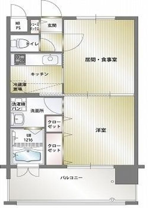 福岡県福岡市中央区高砂1丁目(マンション)の賃貸物件の間取り