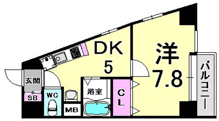 兵庫県神戸市中央区生田町1丁目(マンション)の賃貸物件の間取り