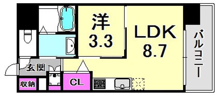 兵庫県神戸市兵庫区大開通8丁目(マンション)の賃貸物件の間取り