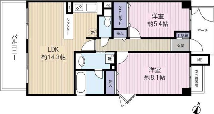 兵庫県神戸市東灘区深江北町1丁目(マンション)の賃貸物件の間取り