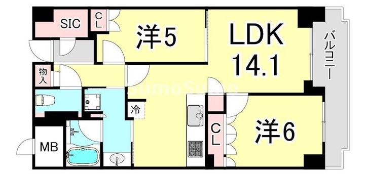 ルネグラン夙川北名次の間取り