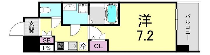 大阪府大阪市浪速区敷津東1丁目(マンション)の賃貸物件の間取り