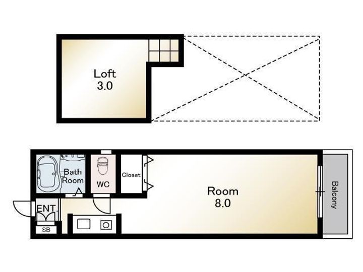 福岡県福岡市中央区清川3丁目(アパート)の賃貸物件の間取り