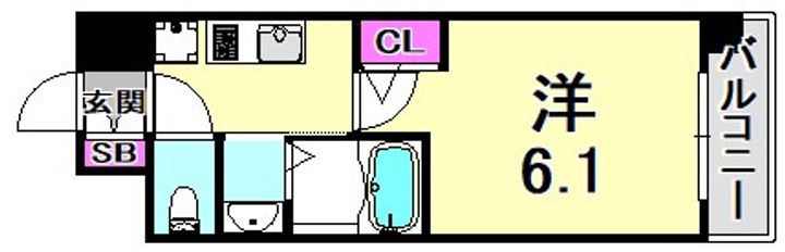 兵庫県神戸市中央区宮本通7丁目(マンション)の賃貸物件の間取り
