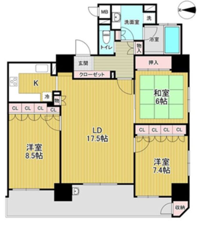 大阪府大阪市中央区南久宝寺町4丁目(マンション)の賃貸物件の間取り