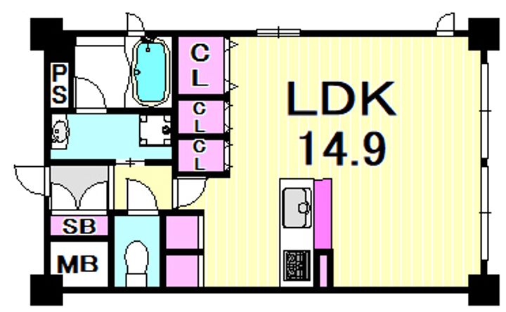兵庫県西宮市田代町(マンション)の賃貸物件の間取り