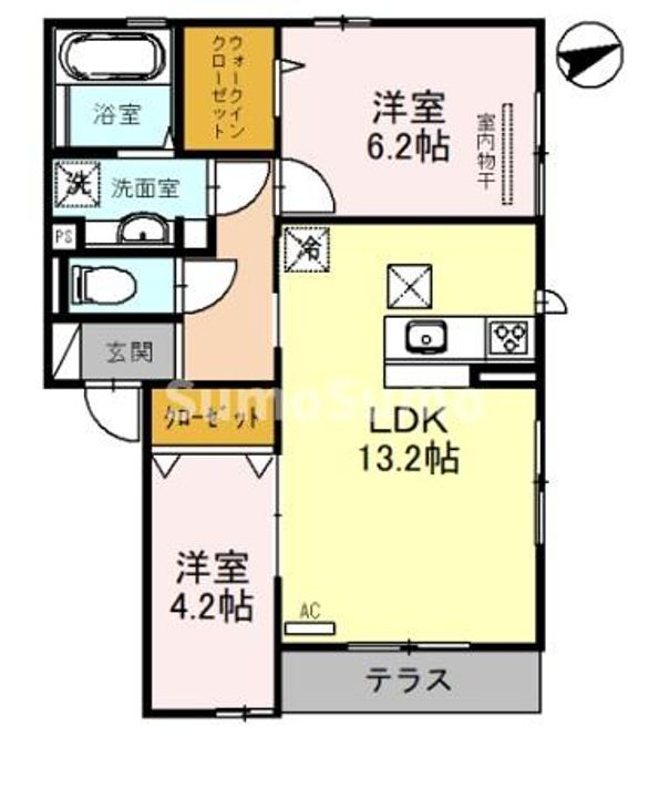 兵庫県西宮市里中町2丁目(アパート)の賃貸物件の間取り