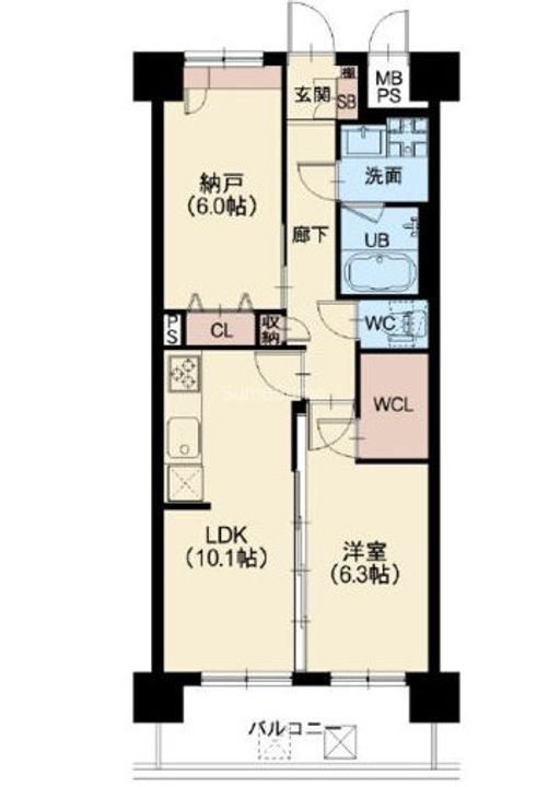 大阪府大阪市浪速区浪速西1丁目(マンション)の賃貸物件の間取り
