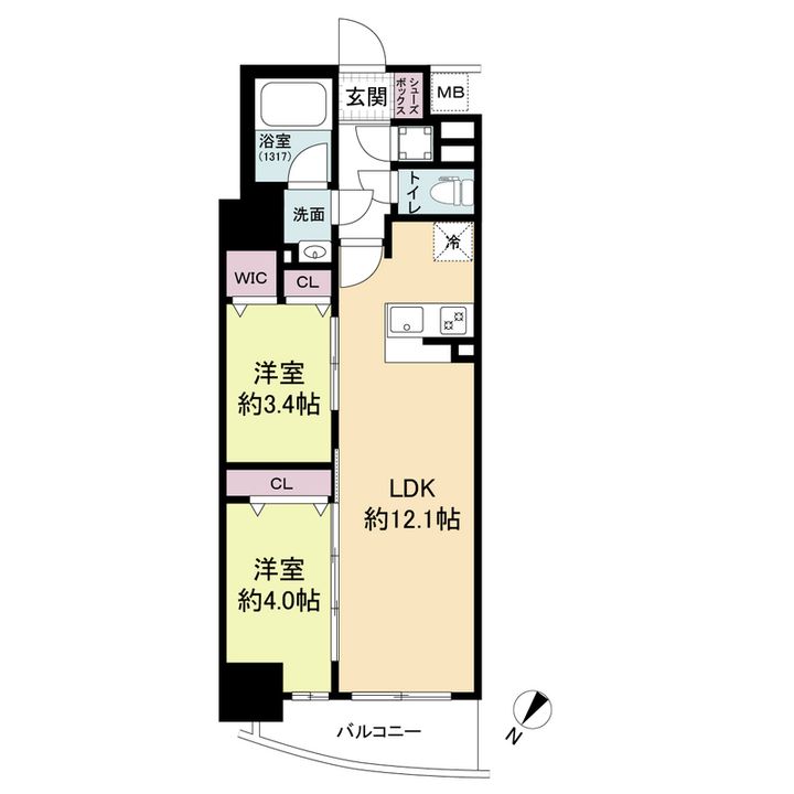 兵庫県神戸市中央区中町通4丁目(マンション)の賃貸物件の間取り