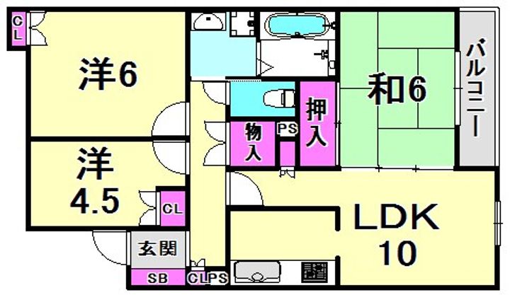 兵庫県西宮市上甲子園4丁目(アパート)の賃貸物件の間取り