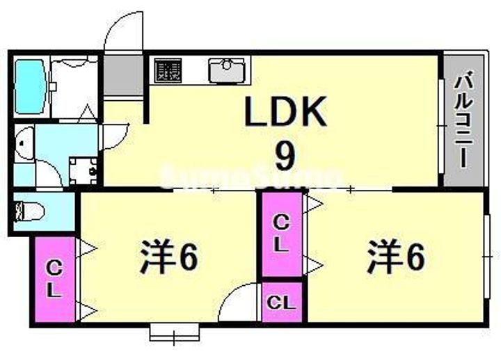 難波コーポの間取り