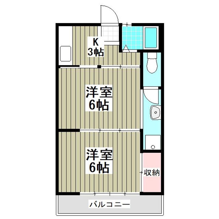 埼玉県鶴ヶ島市羽折町の賃貸アパートの間取り