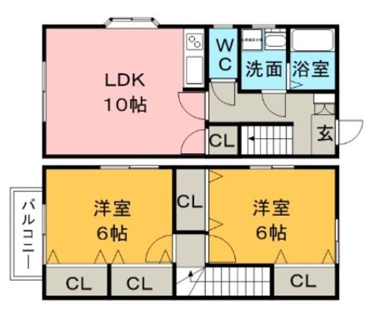 クローバー岡 B棟の間取り