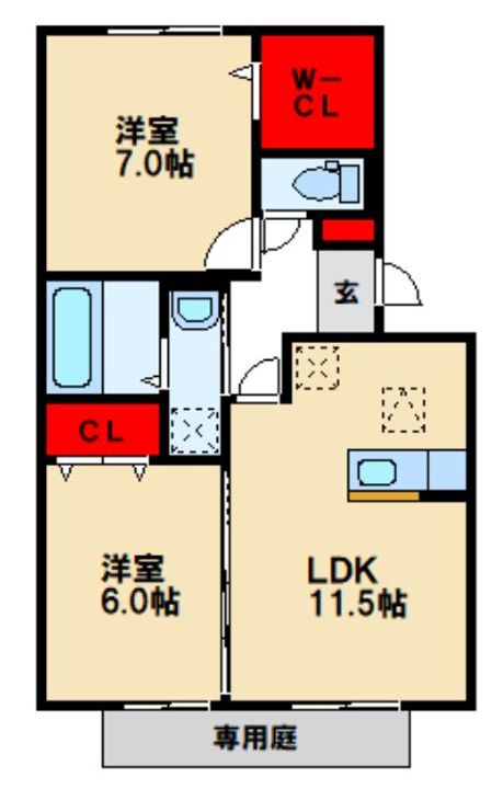 グランドミール古賀B110の間取り