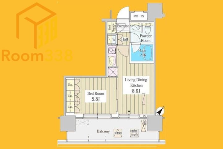 東京都中野区東中野5丁目(マンション)の賃貸物件1405の間取り