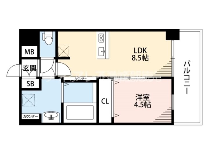 大阪府大阪市東淀川区東中島4丁目(マンション)の賃貸物件10Fの間取り