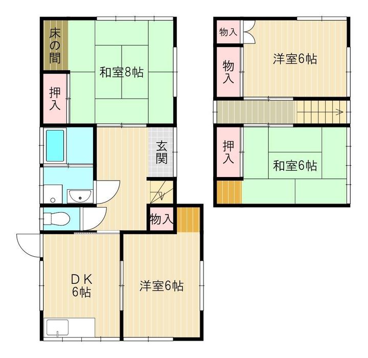 山口県下関市稗田中町(一戸建)の賃貸物件001の間取り