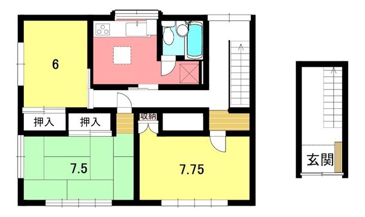 小野アパート2号室の間取り
