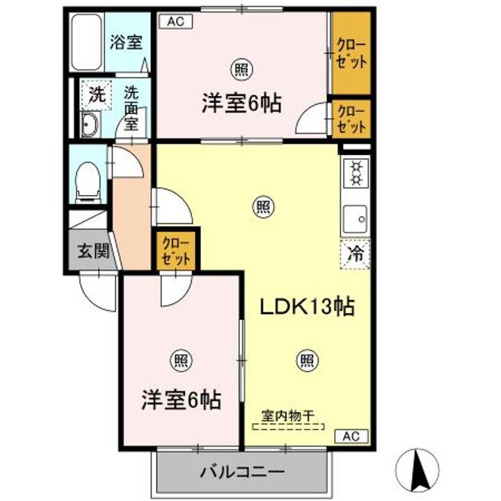 のぎく B棟105の間取り