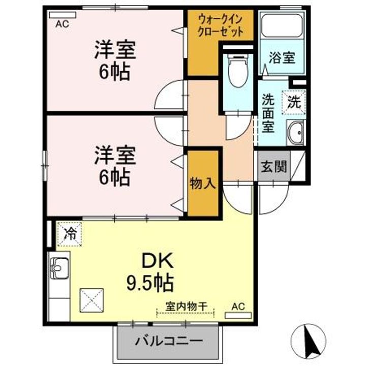 セジュールアルカディア B棟101の間取り