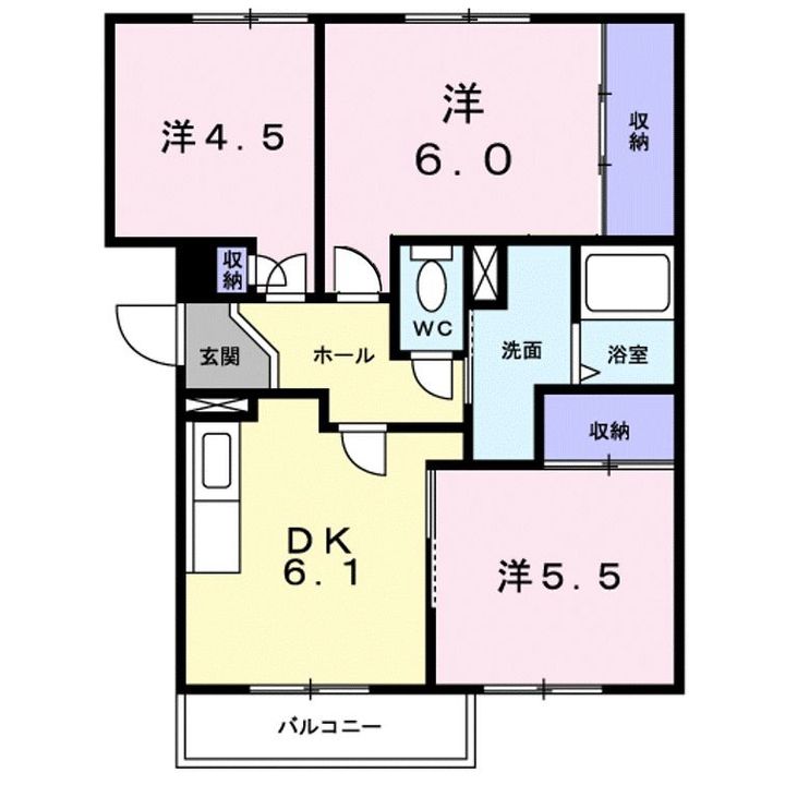 グランメール旗ヶ崎Ⅰの間取り