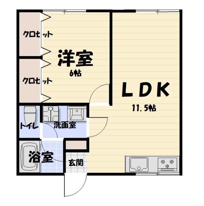 千葉県茂原市八千代1丁目(アパート)の賃貸物件102の間取り