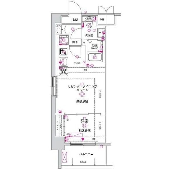 京都府京都市右京区西京極東側町(マンション)の賃貸物件の間取り