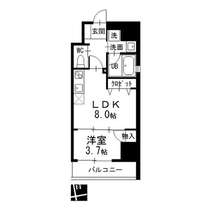 愛知県名古屋市中区大須3丁目(マンション)の賃貸物件の間取り