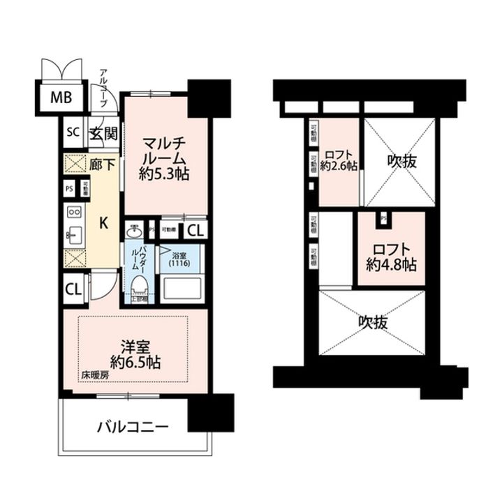 愛知県名古屋市西区那古野2丁目(マンション)の賃貸物件の間取り