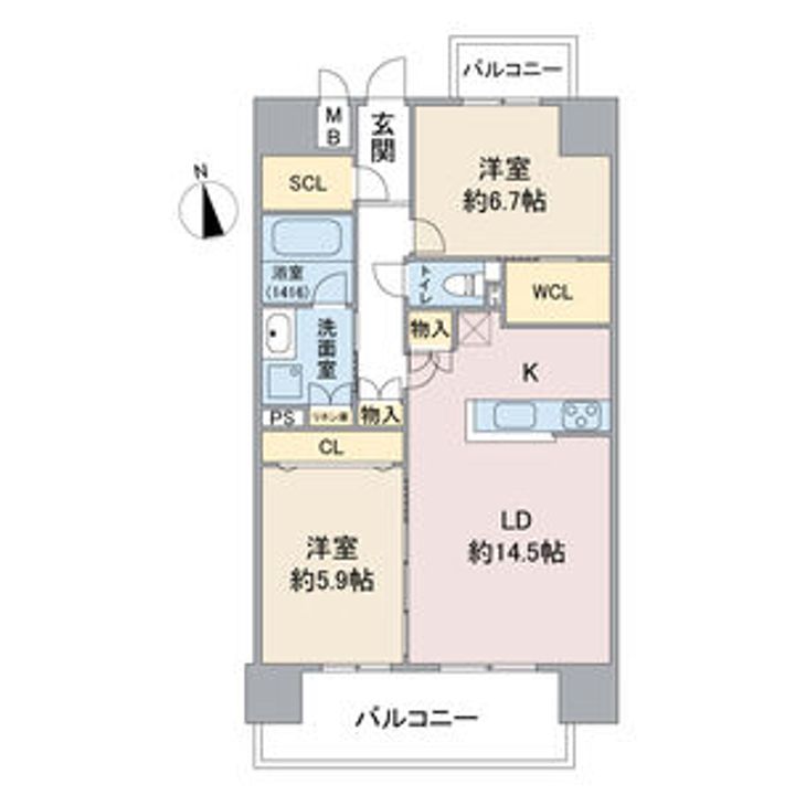 愛知県名古屋市東区代官町(マンション)の賃貸物件の間取り