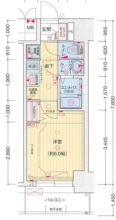 愛知県名古屋市西区那古野2丁目(マンション)の賃貸物件の間取り