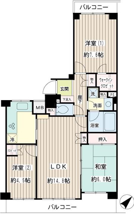 保土ヶ谷桜ヶ丘パークホームズ弐番館00405の間取り