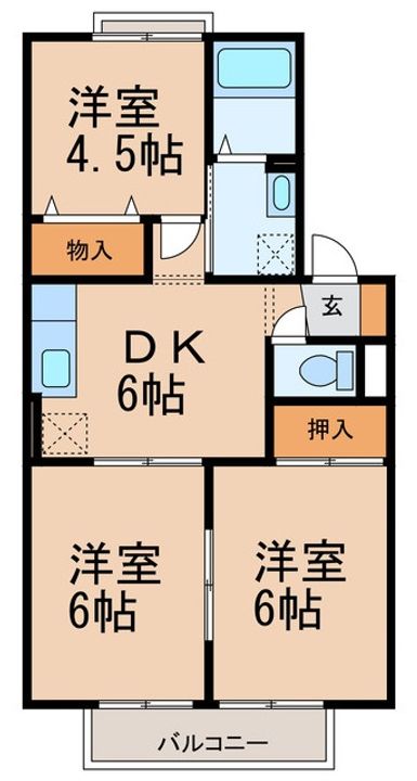 プリシェールK Ⅲ棟の間取り