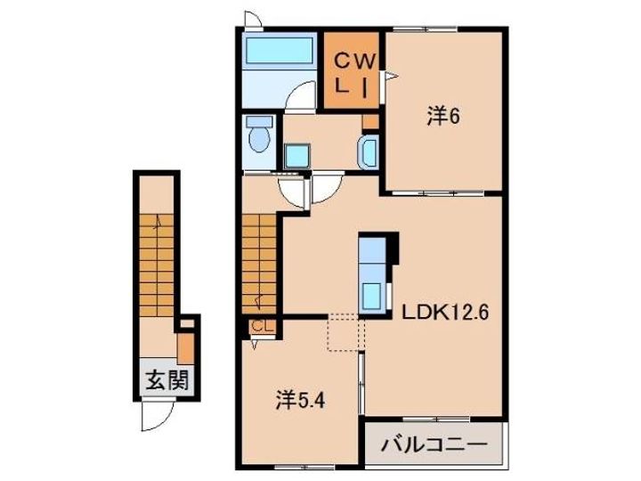 和歌山県和歌山市梶取(アパート)の賃貸物件の間取り