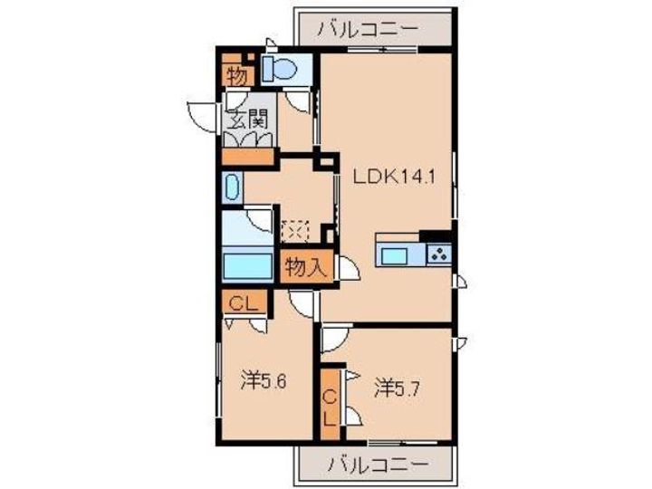 和歌山県和歌山市黒田(マンション)の賃貸物件の間取り