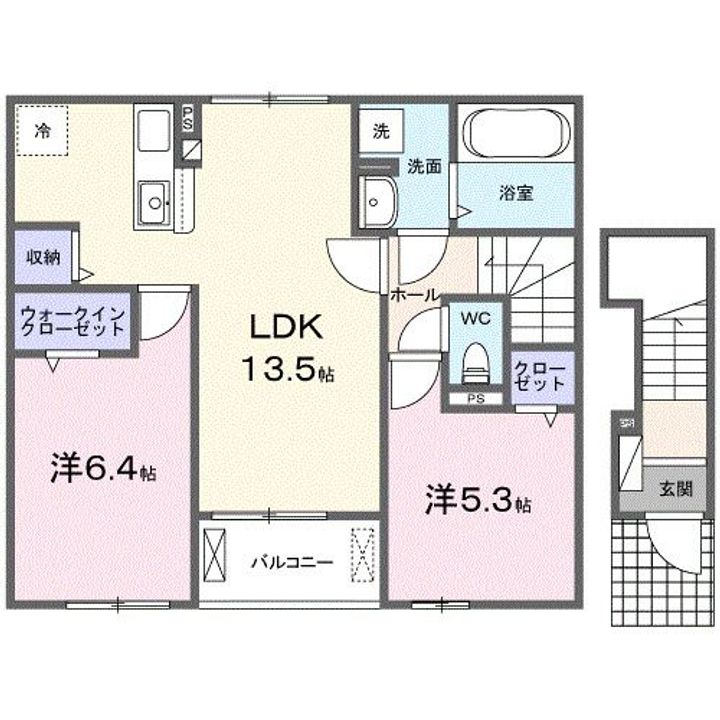 和歌山県和歌山市内原(アパート)の賃貸物件の間取り