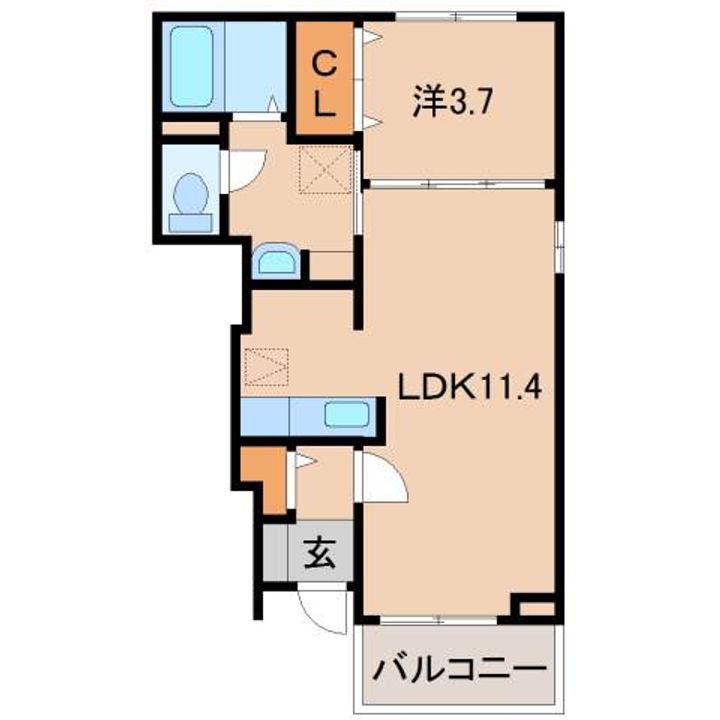 和歌山県和歌山市北出島(アパート)の賃貸物件の間取り