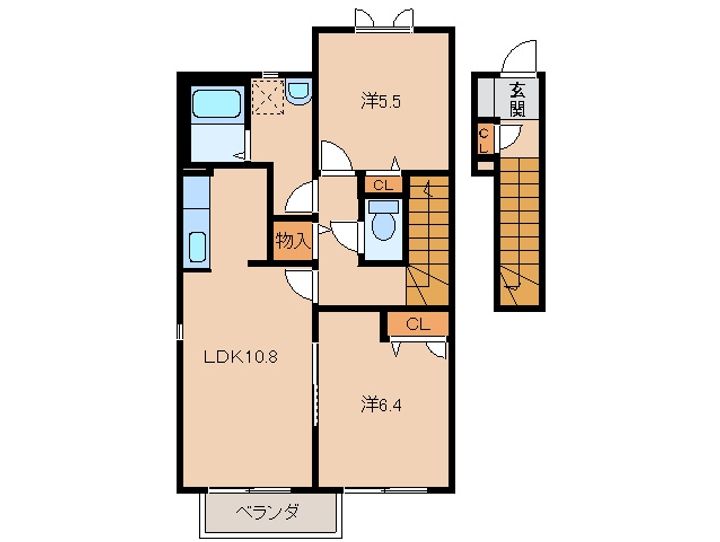 和歌山県和歌山市紀三井寺(アパート)の賃貸物件の間取り