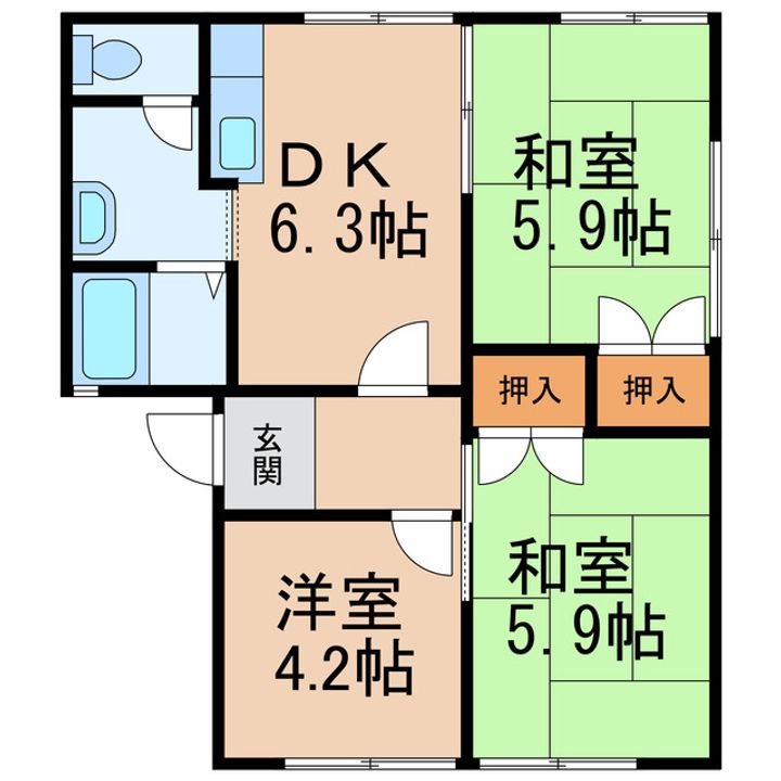 和歌山県和歌山市園部(アパート)の賃貸物件の間取り
